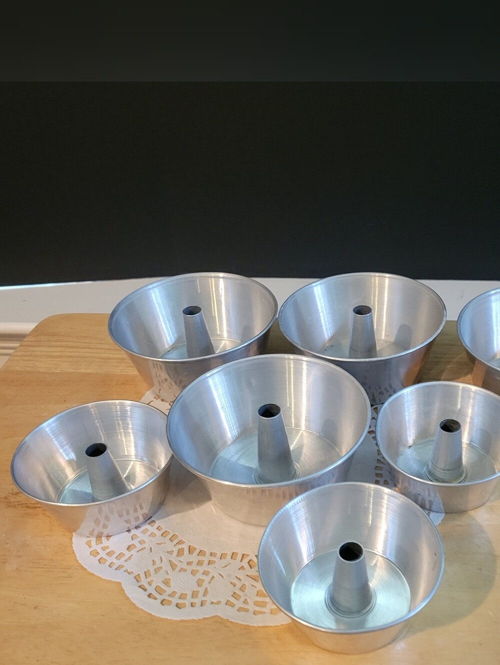 Silver Aluminum Angel Food / Tube Cake Pans - Set of 7 Bundt Pans Vintage